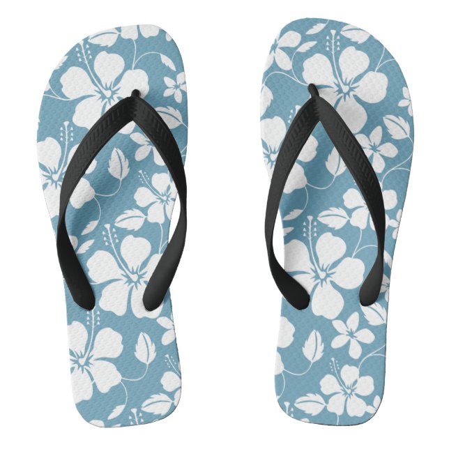 HAWAIIAN HULA (HIBISKUS) SLATE BLUE FLIP FLOPS (Fußbett)