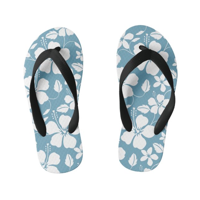 HAWAIIAN HULA (HIBISKUS) SLATE BLUE KINDERBADESANDALEN (Fußbett)