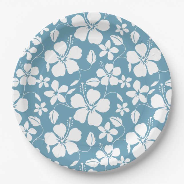 HAWAIIAN HULA (HIBISKUS) SLATE BLUE PAPPTELLER (Vorderseite)