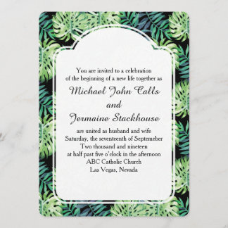 Hawaiian Island Beach Wedding Monsterra Deliciosa Einladung