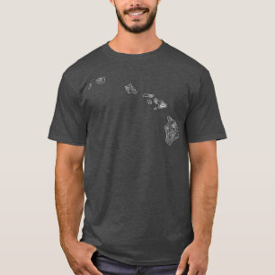 Hawaiian Island Chain Topo Topografie Karte Hawaii T-Shirt