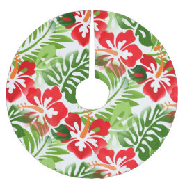 Hawaiian Island Tropical Pattern Hibiskus Blume Polyester Weihnachtsbaumdecke