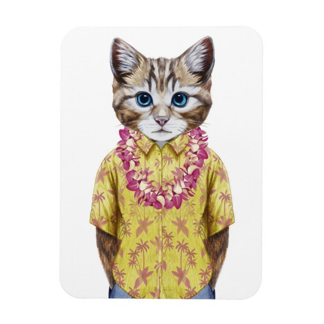 Hawaiian Kitty Cat Magnet (Vertikal)