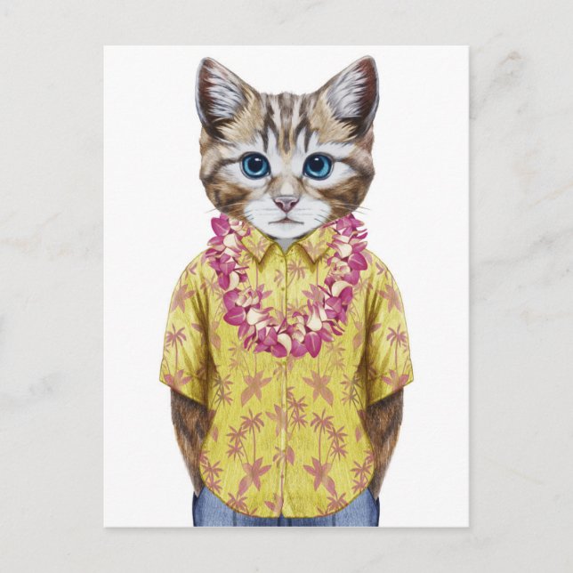 Hawaiian Kitty Cat Postkarte (Vorderseite)