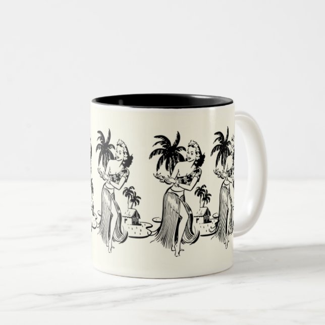 Hawaiian Lady Dancer: Islander Culture Enthusiaste Zweifarbige Tasse (VorderseiteRechts)