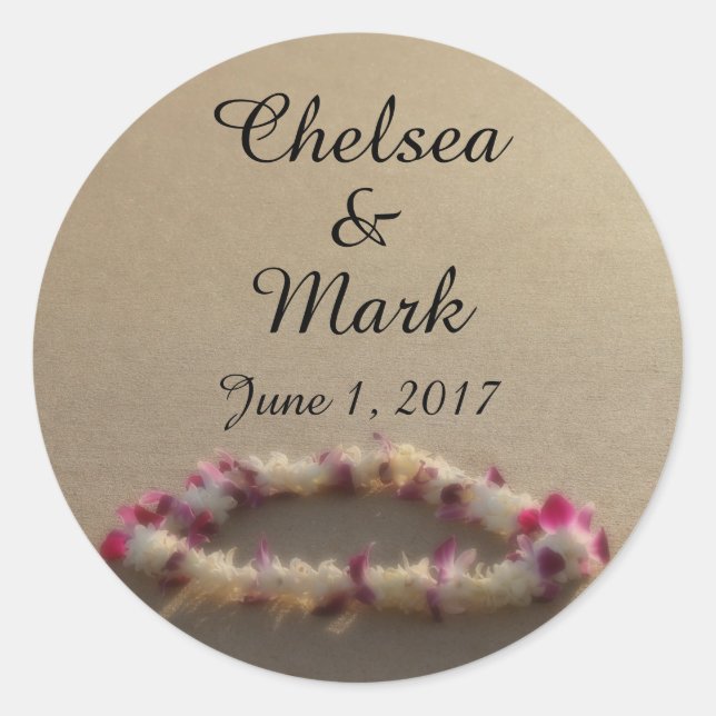 Hawaiian Lei Beach Wedding Stickers (Vorderseite)
