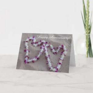 Hawaiian Lei Hearts im Sand-Jubiläumskarte Karte