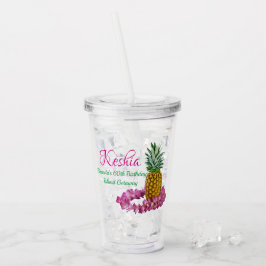 Hawaiian Lei & Pineaple Mit Monogramm Luau Themed Acryltrinkbecher