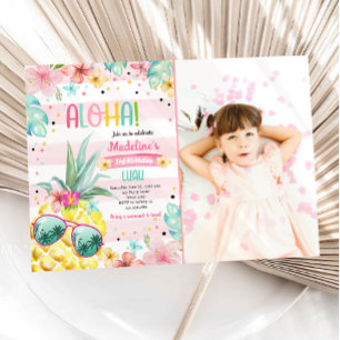Hawaiian Luau Ananas Tropical Girl Birthday in Einladung