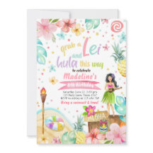 Hawaiian Luau Anniversaire Invitation Tropical Poo