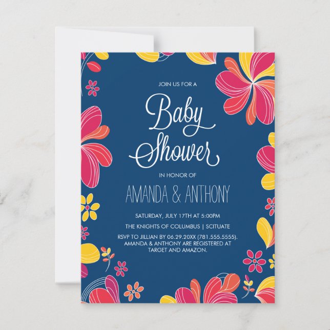 Hawaiian Luau Baby Dusche Tropical Thema Einladung (Vorderseite)