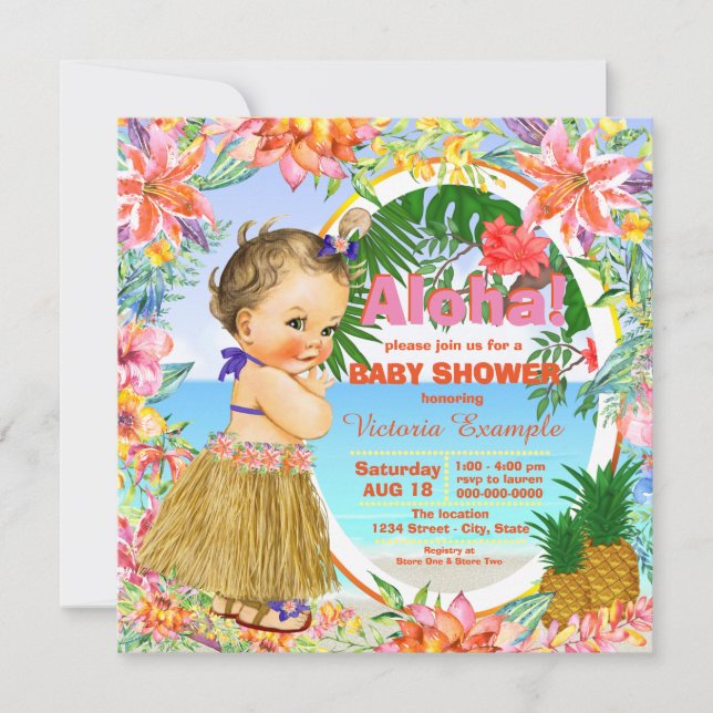 Hawaiian Luau Baby Shower Einladung (Vorderseite)