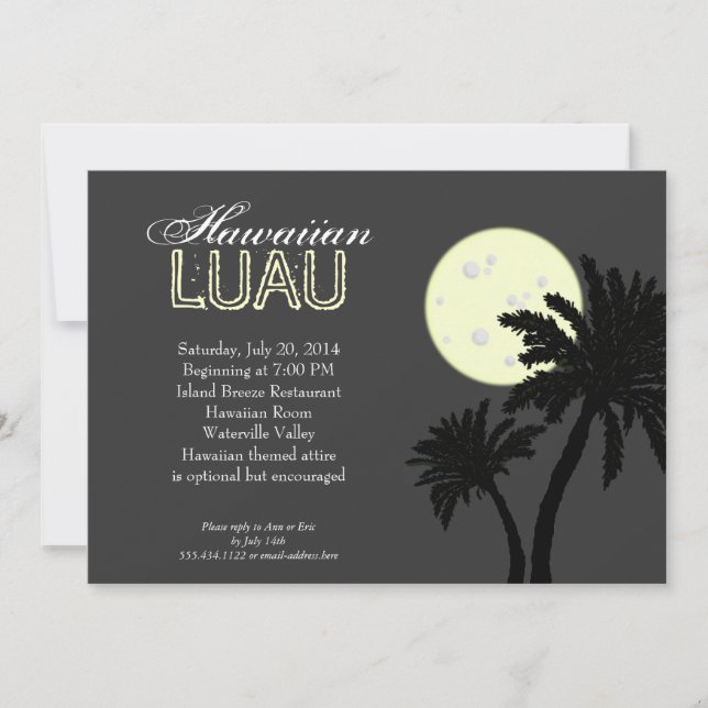 Hawaiian Luau bei nächtlichen Einladungen (Vorderseite)