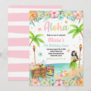 Hawaiian Luau Birthday Party Tropical Birthday Einladung