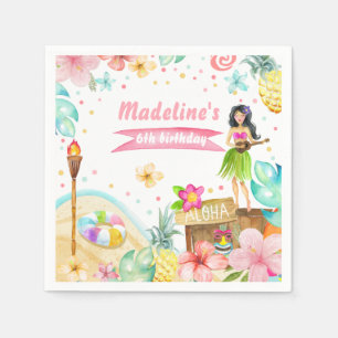 Hawaiian Luau Birthday Tropical Pool Party Pastel Serviette