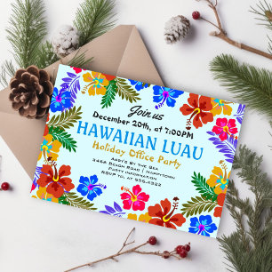 Hawaiian Luau Custom Party Hibiscus Invitations