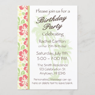 Hawaiian Luau Geburtstagsparty Einladung