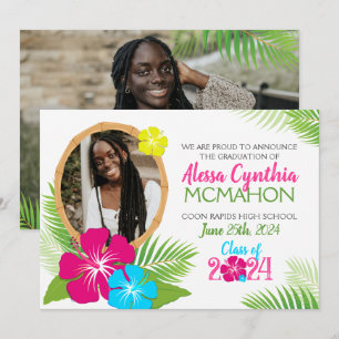 Hawaiian Luau Graduation 2 Faire-part photo