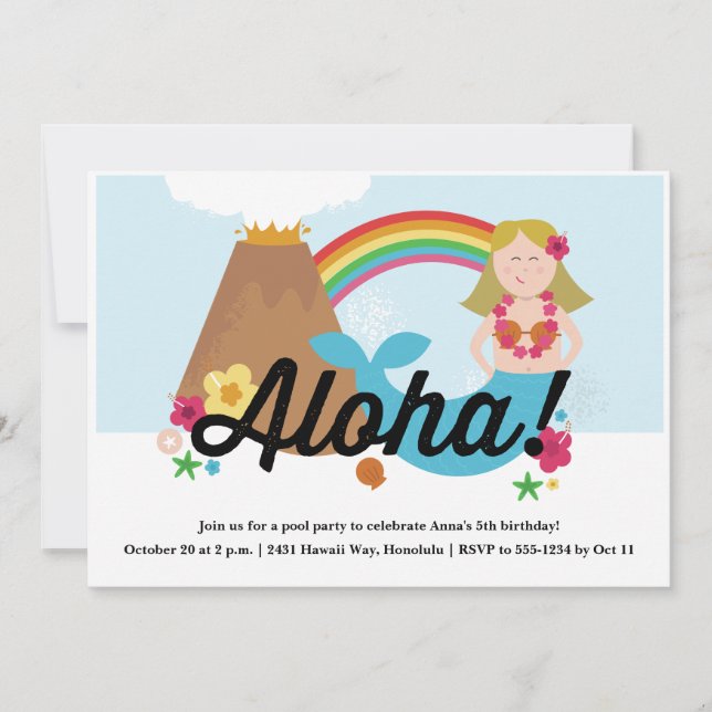 Hawaiian-Luau-Kinder-Geburtstagsparty Einladung (Vorderseite)