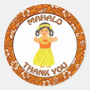 Hawaiian Luau ~ Mahalo Danke Stickers