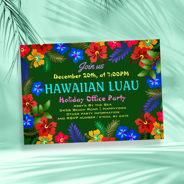 Hawaiian Luau Office Party Hibiscus Invitations (Créateur téléchargé)
