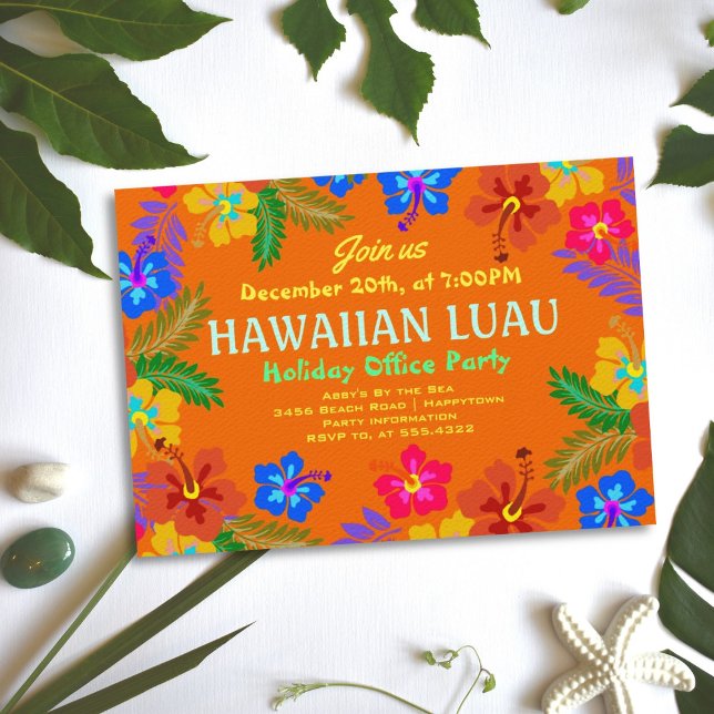 Hawaiian Luau Office Party Hibisken Einladungen (Von Creator hochgeladen)