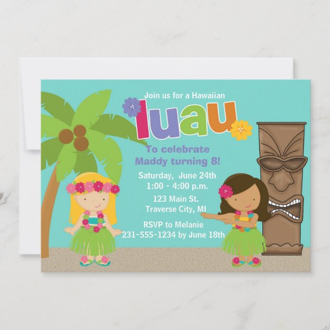 Hawaiian-Luau-Party Einladung (Vorderseite)
