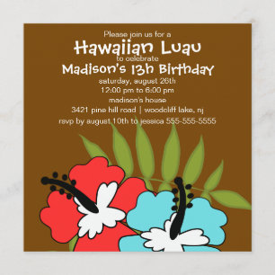 Hawaiian Luau Party Geburtstag Einladung