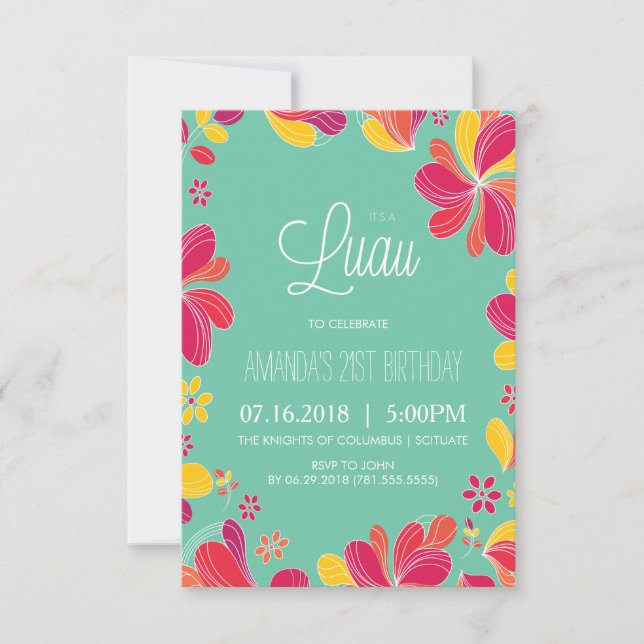Hawaiian Luau Party - Tropischer Einladung (klein) (Vorderseite)