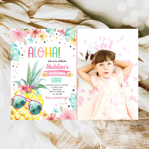 Hawaiian Luau Pineaple Tropical Girl Birthday Einladung