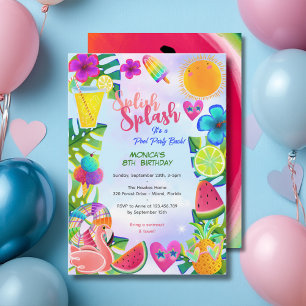Hawaiian Luau Sommerpool Geburtstagsparty Einladung