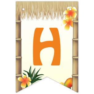 Hawaiian Luau Tiki Hut Tropical Birthday Party Wimpelkette