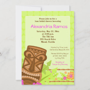 Hawaiian Luau Tiki Invitation de Fêtes des mariées