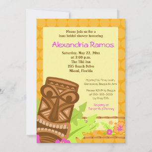 Hawaiian Luau Tiki Invitation de Fêtes des mariées