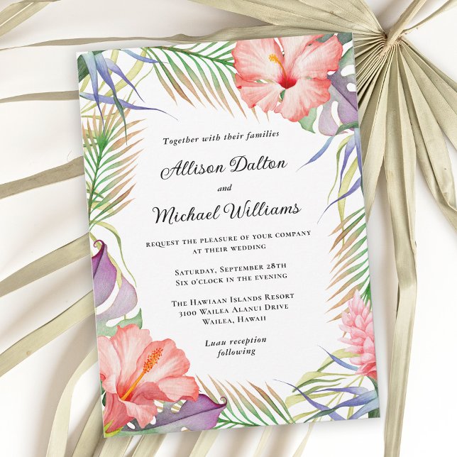 Hawaiian Luau Tropical Floral Wedding Einladung (Von Creator hochgeladen)