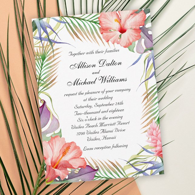Hawaiian Luau Tropical Floral Wedding Einladung (Von Creator hochgeladen)