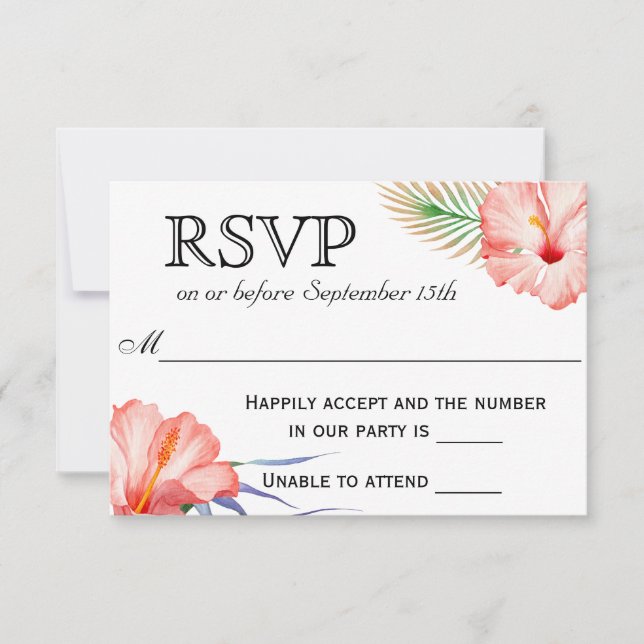 Hawaiian Luau Tropical Floral Wedding RSVP (Vorderseite)