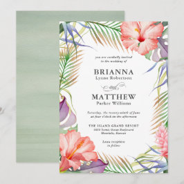 Hawaiian Luau Tropical Island Floral Wedding Einladung