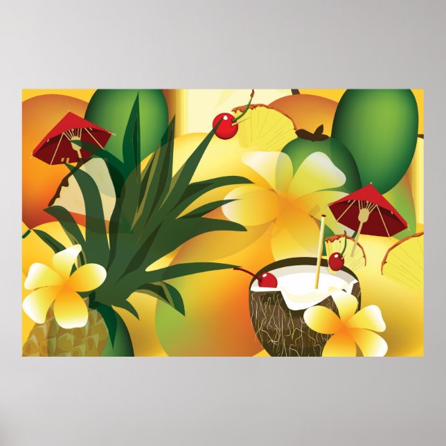 Hawaiian Luau Tropical Party Tiki Bar Poster (Vorne)