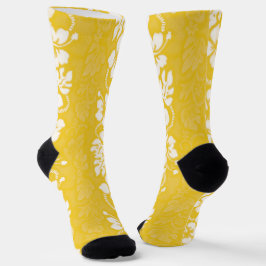 Hawaiian Luau Tropical Yellow Flowers Muster Socken