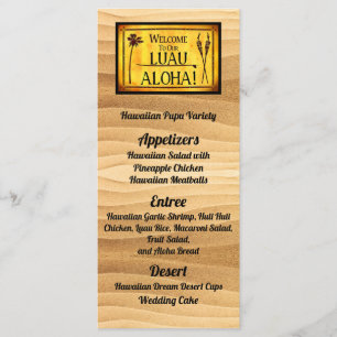 Hawaiian Luau Wedding Flat Menu Menükarte