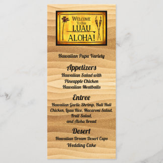 Hawaiian Luau Wedding Flat Menu Menükarte