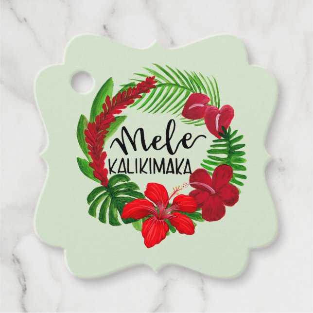 Hawaiian Mele Kalikimaka Geschenk-Tag Geschenkanhänger (Vorderseite)