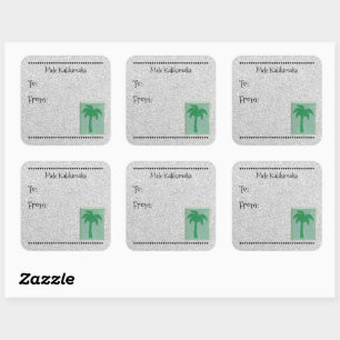 Hawaiian Mele Kalikimaka Geschenksticker - Weihnac Quadratischer Aufkleber