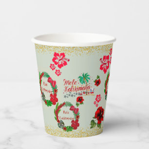 Hawaiian Mele Kalikimaka Tropical Wreath Paper Cu Pappbecher
