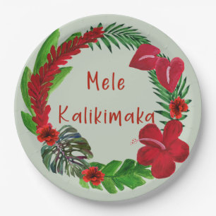 Hawaiian Mele Kalikimaka Tropischer Kreath Pappteller