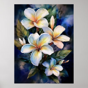 Hawaiian Moonlight Plumeria Poster