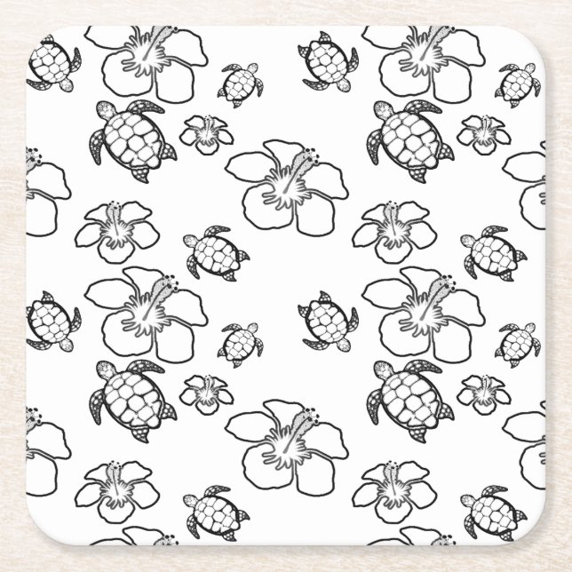 Hawaiian Muster Adult Coloring Paper Untersetzer (Vorderseite)
