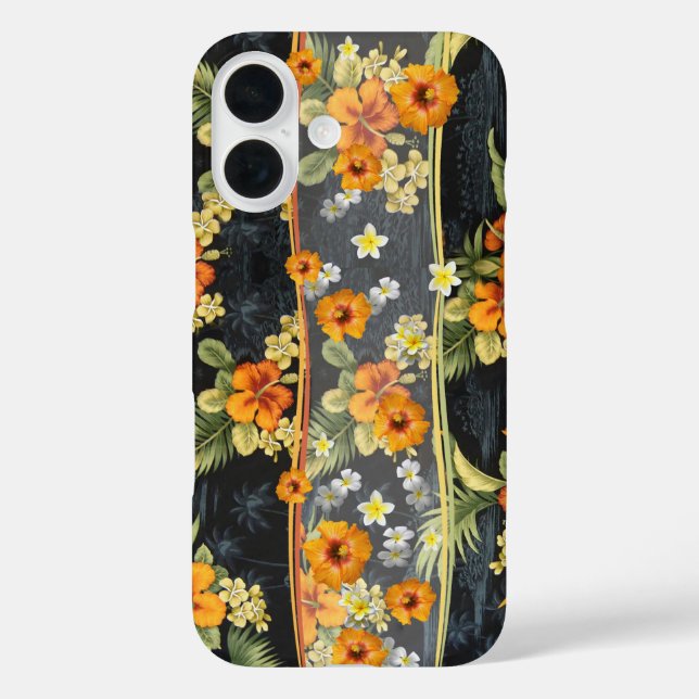 Hawaiian Orange Hibiskus Aloha Shirt iPhone 16 Hülle (Rückseite)