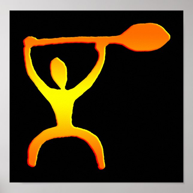 Hawaiian Paddle Man Petroglyph Print Poster (Vorne)
